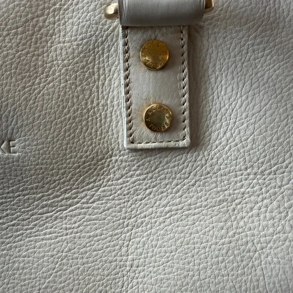 Kelly-Tooke Soho Leather Barrel Tassel Satchel Shoulder BagHandbag Purse Cream